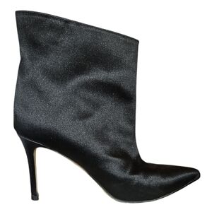 ALEXANDRE VAUTHIER | Black Satin Stiletto Pointed Toe Ankle Boots in Siz…